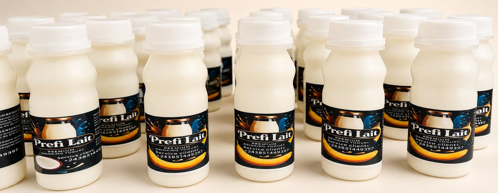 Bouteilles Prefi Lait fraîchement préparées en production